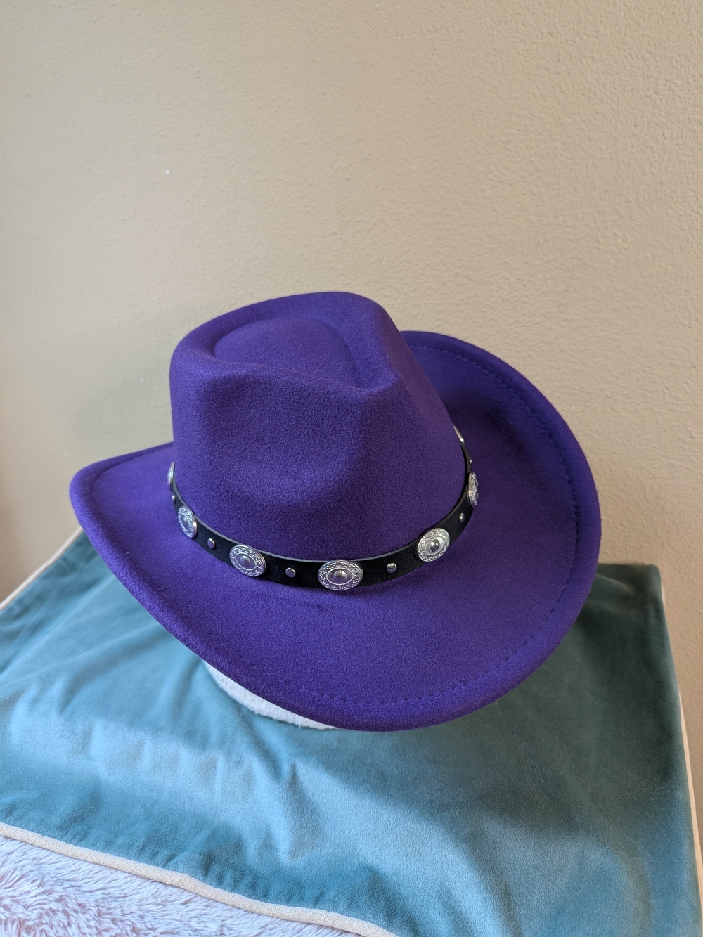 Deep Purple Felt Western Hat with Black Stud Band